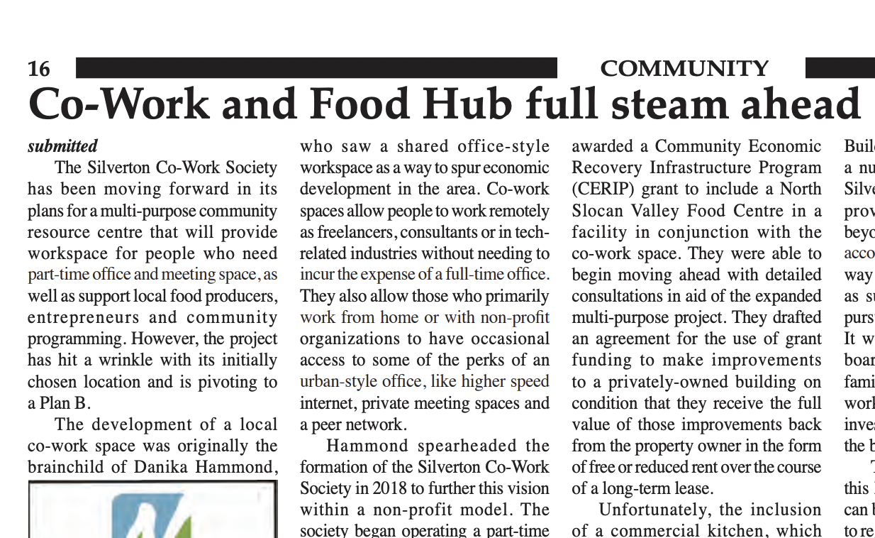 Co-Work and Food Hub Full Steam Ahead